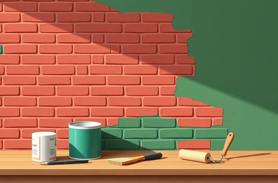 Outils de peinture disposés dans l'ordre des étapes du chantier